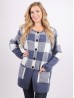 Plaid Knit Sweater Jacket W/ Buttons and Pockets